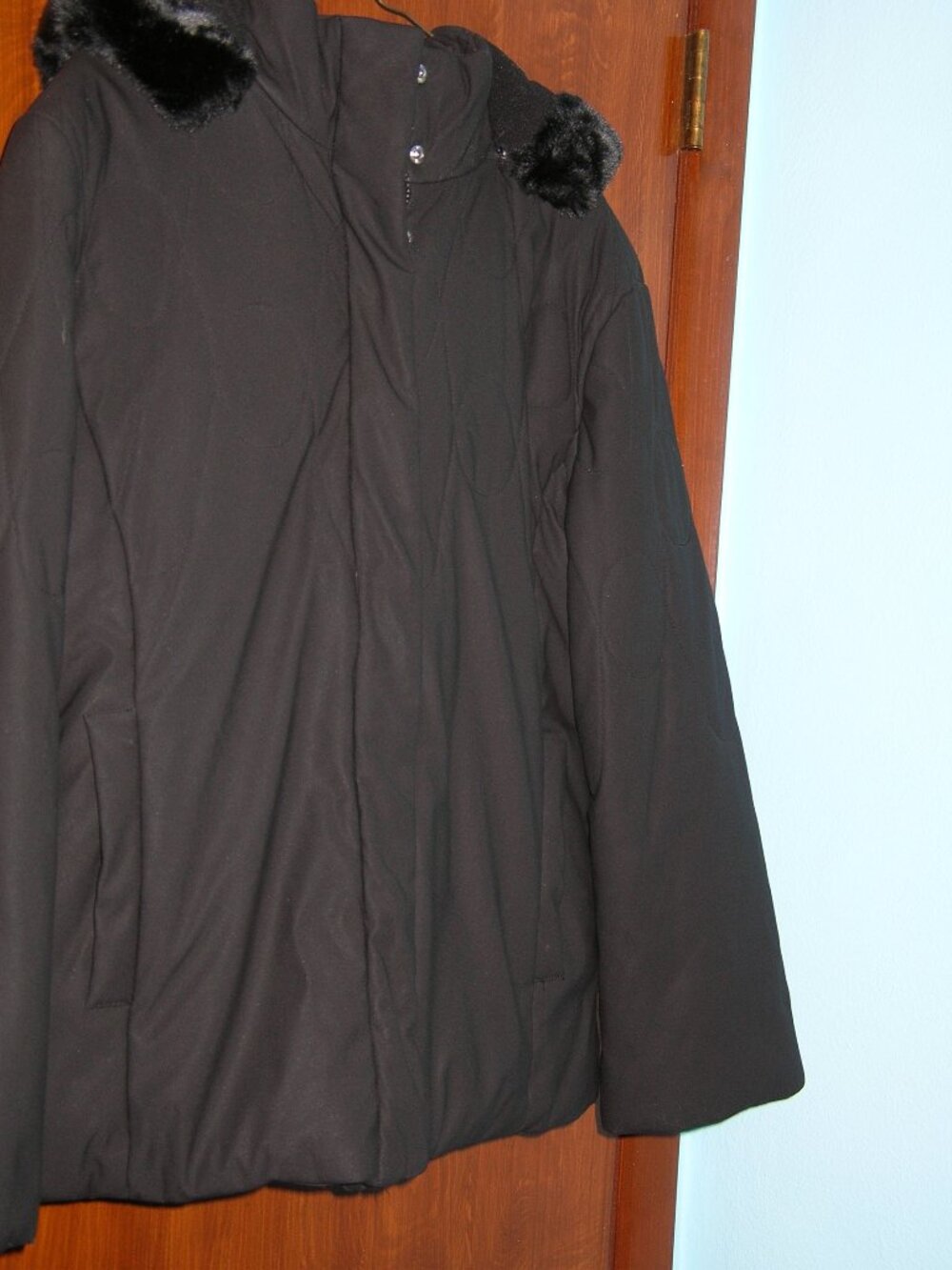 Women's Black Big Chill Removable Hood Warm Winter Coat Jacket Large New 63